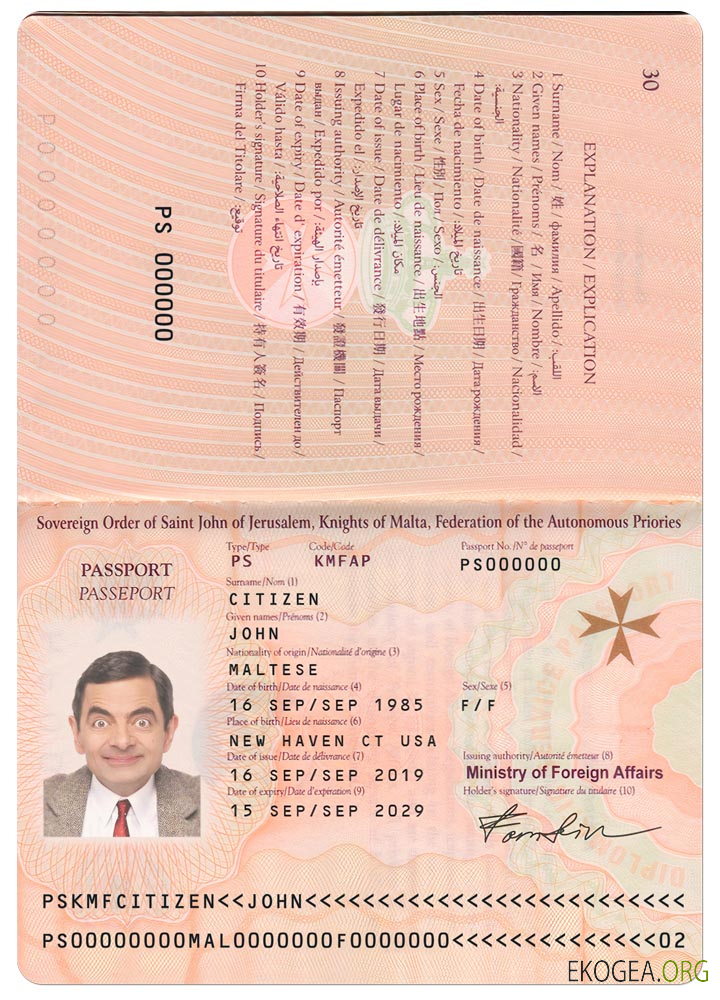 Passeport de MALTE 2019 présent